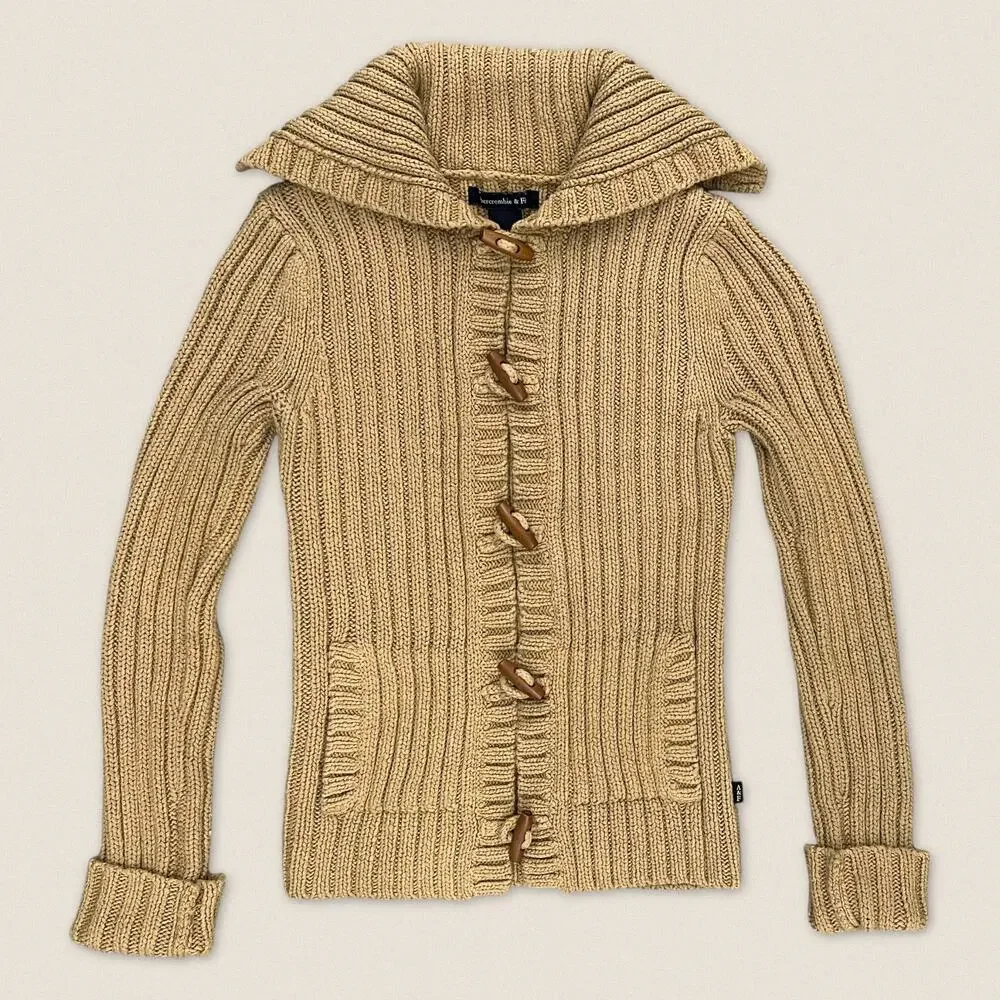 Abercrombie & Fitch Toggle Button Cardigan Tan Sweater‎ | Size Medium